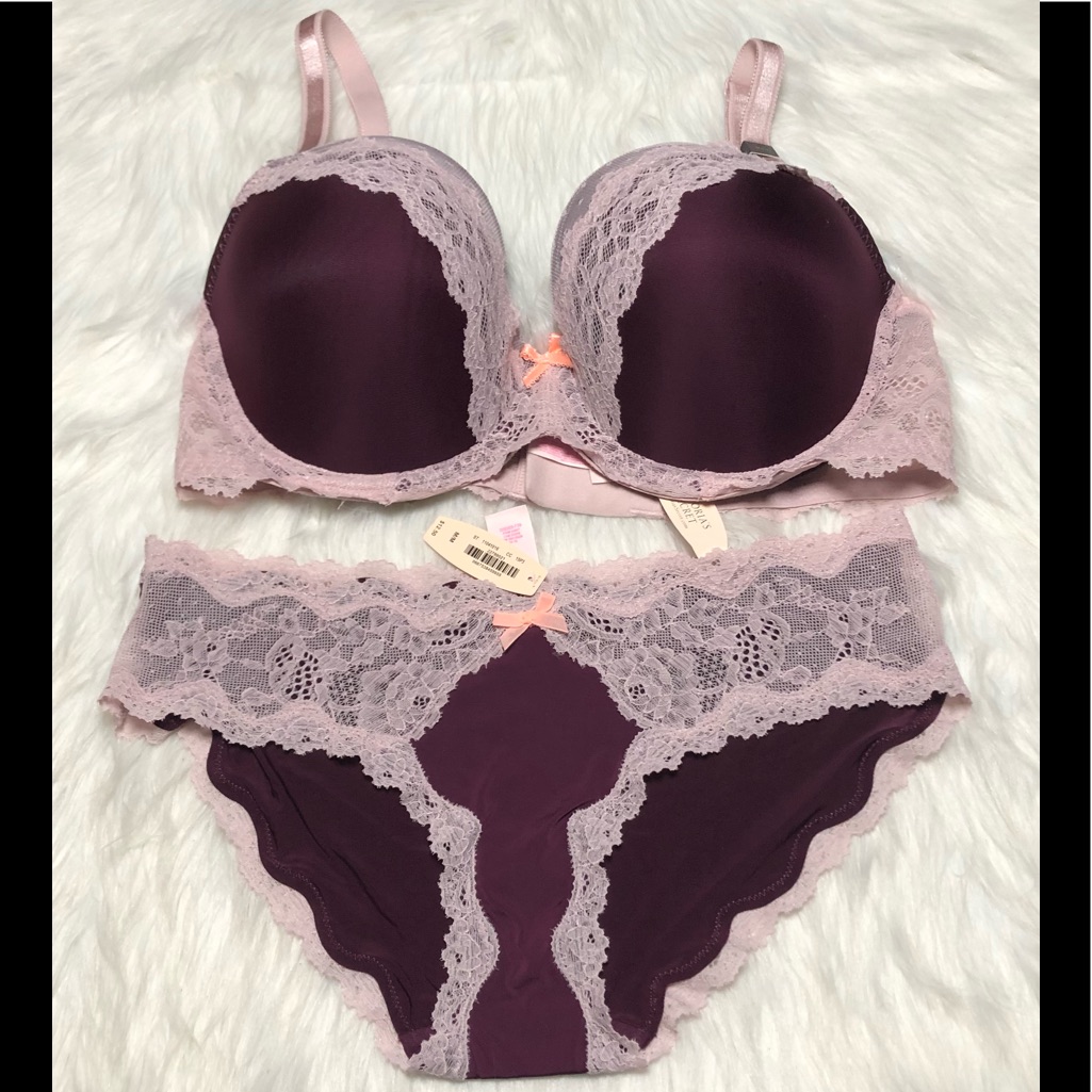 Victoria’s Secret Nwt”Dream Angel’s”Lined Demi Bra,Size-36dd,Colors-Wine/Mauve